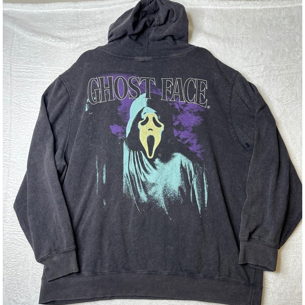 Bioworld Ghostface Hoodie Mens 2XL Black Graphic Scream Pullover Sweatshirt
